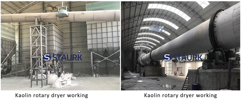 Kaolin powder rotary dryer is working