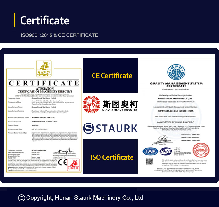 ISO and CE certificate - Henan Staurk Machinery Co., Ltd