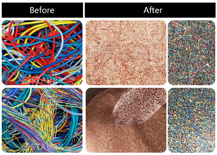 before and After Copper wire process recycling machine