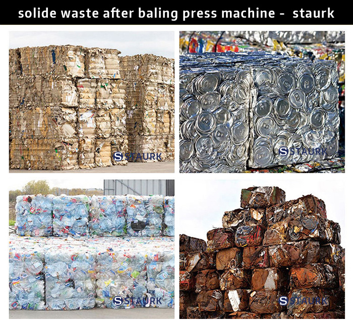 plastic ,paper, metal, cans solide waste after baling machine