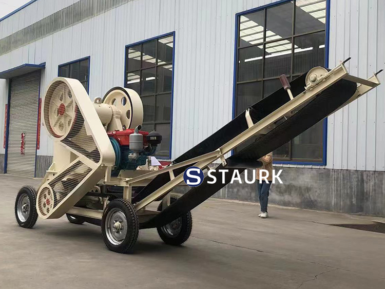 Diesel mobile 250 x 400 jaw crusher conveyor belt 5 10 15 ton per hour  - China staurk