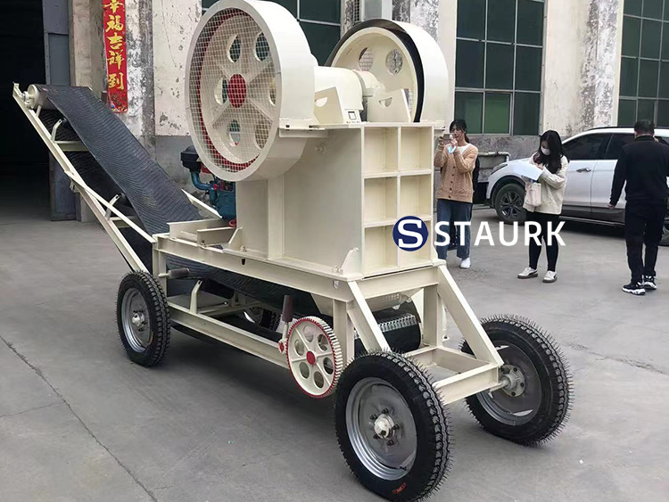 Diesel mobile 250 x 400 jaw crusher conveyor belt 5 10 15 ton per hour  - China staurk